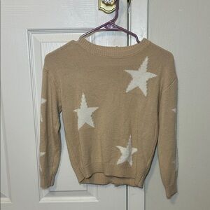 SHEIN Kids Tan Sweater with White Stars